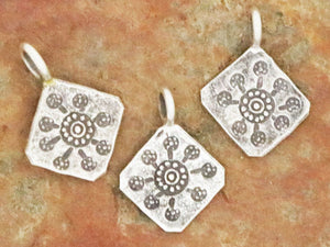 2 of Karen Hill Tribe Silver Flat Diamond Daisy Imprint Charm, 11 mm, (TH-8118)