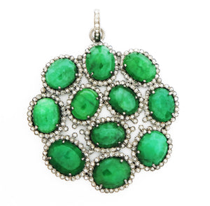 Pave Diamond Emerald Pendant -- DED-7052 - Beadspoint