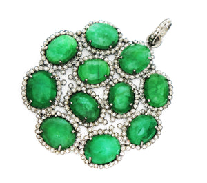 Pave Diamond Emerald Pendant -- DED-7052 - Beadspoint
