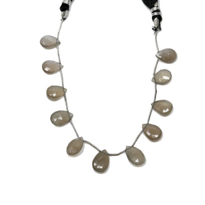 Natural Grey Moonstone Faceted Pear Drops, 9x14-10x15 mm, Rich Color, (GMNS-PR-9x14-10x15)(450)