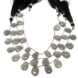 Natural Grey Moonstone Faceted Pear Drops, 9x14-10x15 mm, Rich Color, (GMNS-PR-9x14-10x15)(450)