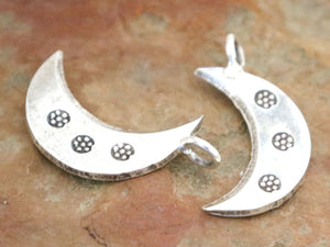 1 of Karen Hill Tribe Silver daisy Imprinted Crescent Moon Charm, 7x20 mm, (TH-8132)