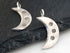 1 of Karen Hill Tribe Silver daisy Imprinted Crescent Moon Charm, 7x20 mm, (TH-8132)