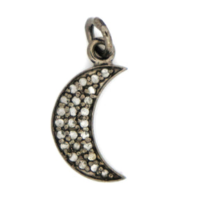 Pave Diamond Moon Charm, Pave Moon Necklace, (DCH-104) - Beadspoint