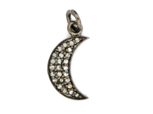 Pave Diamond Moon Charm, Pave Moon Necklace, (DCH-104) - Beadspoint