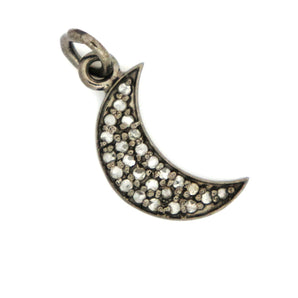 Pave Diamond Moon Charm, Pave Moon Necklace, (DCH-104) - Beadspoint