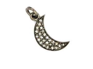 Pave Diamond Moon Charm, Pave Moon Necklace, (DCH-104) - Beadspoint