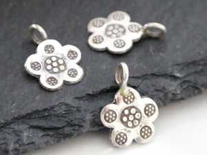 2 of Karen Hill Tribe Silver 6 Daisy Imprinted Charm, 12 mm, (TH-8137)