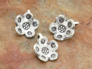 2 of Karen Hill Tribe Silver Imprinted Flower Charm, 10 mm, (TH-8139)