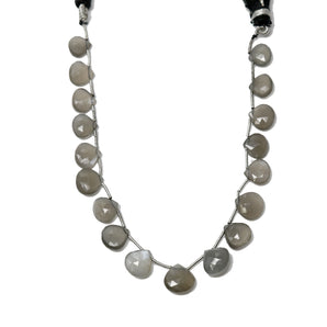 Natural Grey Moonstone Faceted Heart Drops, 8-9 mm, Rich Color, (GMNS-HRT-8-9)(451)