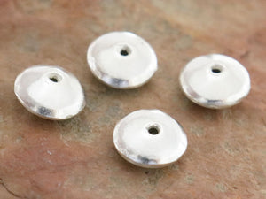 4 of Karen Hill Tribe Silver Plain Saucer Beads, 10mm, (8197-TH)