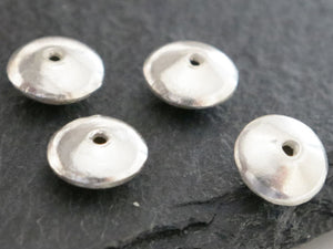 4 of Karen Hill Tribe Silver Plain Saucer Beads, 10mm, (8197-TH)