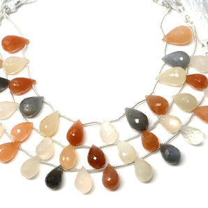 Natural Multi Moonstone Faceted Tear Drops, 9x13-10x14 mm, Rich Color, (MMN-TR-9x13-10x14)(458)