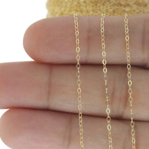 14K Gold Filled Flat Fine Oval Cable Chain, 1.2x1 mm, (GF-007)