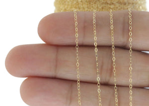 14K Gold Filled Flat Fine Oval Cable Chain, 1.2x1 mm, (GF-007)