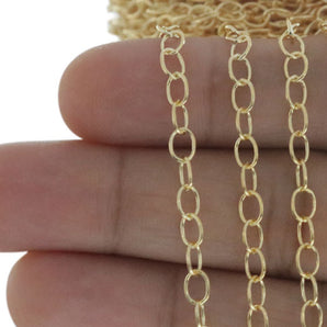14K Gold Filled Oval Cable Medium Weight Chain, 4.5x3.6 mm, (GF-010)