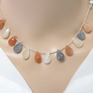 Natural Multi Moonstone Faceted Tear Drops, 9x13-10x14 mm, Rich Color, (MMN-TR-9x13-10x14)(458)