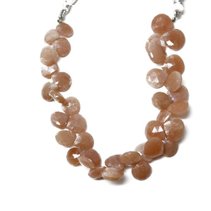 Natural Peach Moonstone Faceted Heart Drops, 12-14 mm, Rich Color, Moonstone Gemstone Beads, (PMN-HRT-12-14)(461)