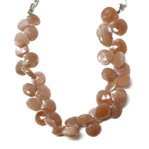 Natural Peach Moonstone Faceted Heart Drops, 10 mm, Rich Color, (PMN-HRT-10)(462)