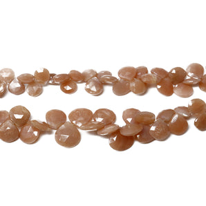 Natural Peach Moonstone Faceted Heart Drops, 10 mm, Rich Color, (PMN-HRT-10)(462)