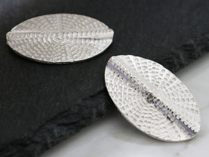 1 Pc of Karen Hill Tribe Silver Large Textured Oval Beads, 3 Sizes, (8211-TH)