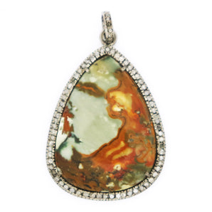 Pave Diamond Jasper Pear Pendant, (DJP-7057) - Beadspoint