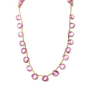 Natural Pink Topaz Faceted Heart Drops, 7-9 mm, Rich Color, (PTZ-HRT-7-9)