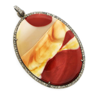 Pave Diamond Jasper Pear Pendant, (DJP-7065) - Beadspoint