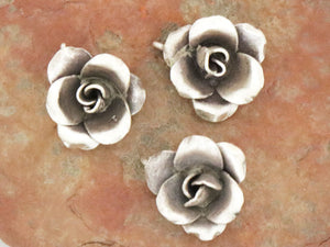 Karen Hill Tribe Silver Rose Charm, 16 mm, (TH-8277)