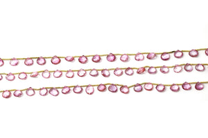 Natural Pink Topaz Faceted Heart Drops, 7-9 mm, Rich Color, (PTZ-HRT-7-9)