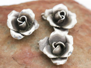 Karen Hill Tribe Silver Rose Charm, 16 mm, (TH-8277)