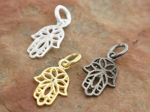 2 Pcs of Sterling Silver Hamsa Charm, 10x14mm, 3 Finishes, (8158-TH)