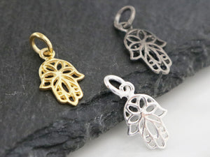 2 Pcs of Sterling Silver Hamsa Charm, 10x14mm, 3 Finishes, (8158-TH)