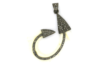 Final Sale, Pave Diamond Horn Fish Hook Pendant -Silver Horn Pendant, (FS-125-TDP)