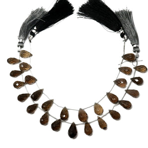 Natural Smokey Topaz Faceted Tear Drops, 9x16 mm, Rich Color, Topaz Gemstone Beads, (STZ-TR-9x16)(470)