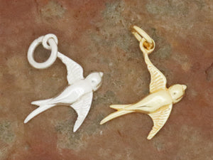 2 Pcs of Sterling Silver Flying Bird Charm, 15x17mm, 2 Finishes (8265-TH)