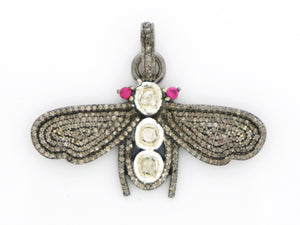 Pave Diamond bee pendant w/rose cut diamonds, (DRC-5026) - Beadspoint