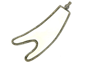 Final Sale, Pave Diamond Horn Pendant -Silver Horn Pendant, (FS-136-TDP)