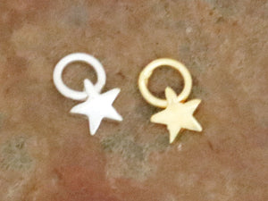 2 Pcs of Sterling Silver Star Charm, 6mm, 2 Finishes (8272-TH)
