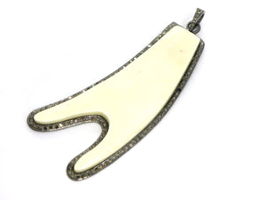 Final Sale, Pave Diamond Horn Pendant -Silver Horn Pendant, (FS-136-TDP)