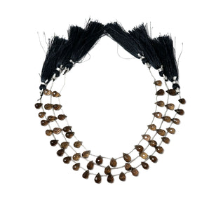 Natural Smokey Topaz Faceted Tear Drops, 5x8 mm, Rich Color, Topaz Gemstone Beads, (STZ-TR-5x8)(474)