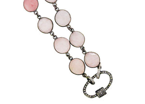 Rose Quartz Ready to Wear Finished Chain with Diamond Clasp or Without Clasp, (DCHN-52)