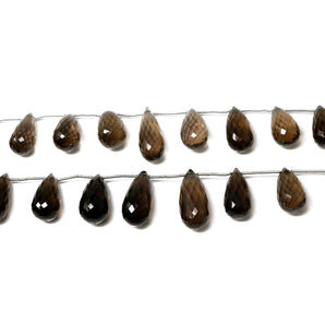 Natural Smokey Topaz Faceted Tear Drops, 9x17-10x21 mm, Rich Color, Topaz Gemstone Beads, (STZ-TR-9x17-10x21)(475)