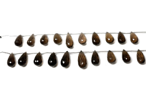 Natural Smokey Topaz Faceted Tear Drops, 9x17-10x21 mm, Rich Color, Topaz Gemstone Beads, (STZ-TR-9x17-10x21)(475)