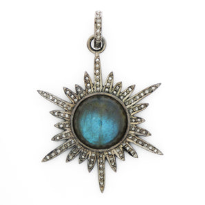 Pave Diamond Starburst Labradorite Pendant, (DLB-045) - Beadspoint