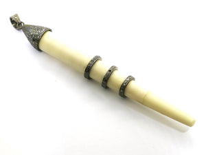 Final Sale, Pave Diamond Horn Antler Pendant -Silver Horn Pendant, (FS-145-TDP)