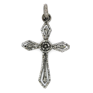 Pave Diamond Edwardian Cross Pendant, (DPM-1106) - Beadspoint