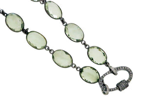Green Amethyst Ready to Wear Finished Oval Chain with Diamond Clasp or Without Clasp, (DCHN-59)