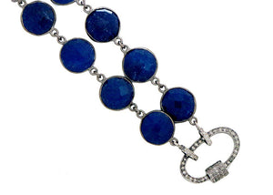 Lapis Ready to Wear Finished Coin Chain with Diamond Clasp or Without Clasp, (DCHN-60)
