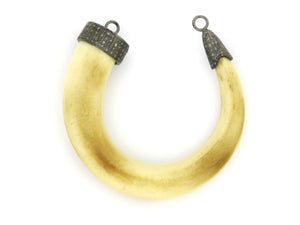 Final Sale, Pave Diamond Horn Tusk Pendant -Silver Horn Pendant, (FS-152-TDP)